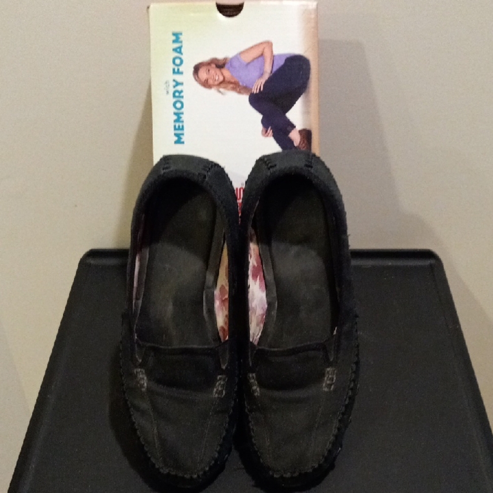 Black Memory Foam Loafers By Skechers